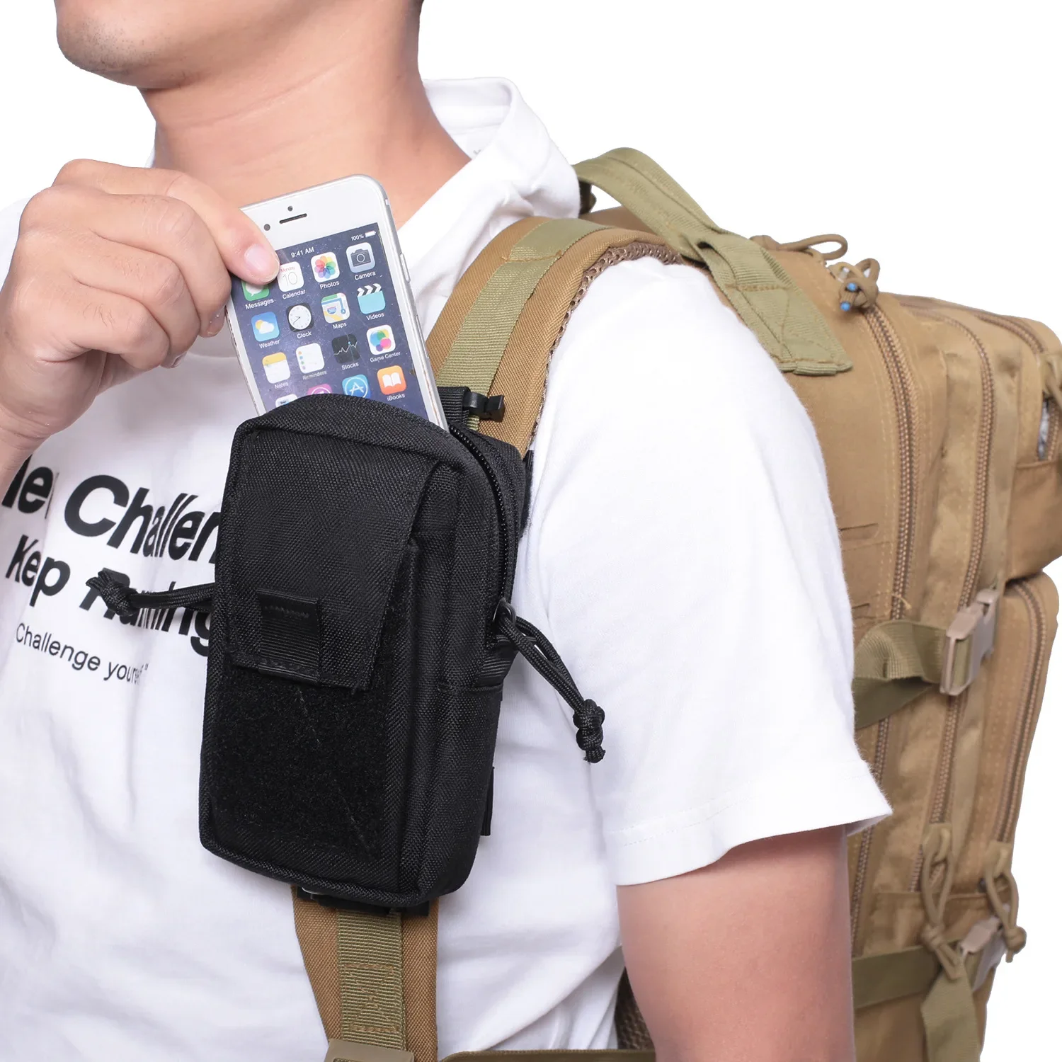 Backpack Insert Organizer - Molle Backpack Strap Bag Phone Holder