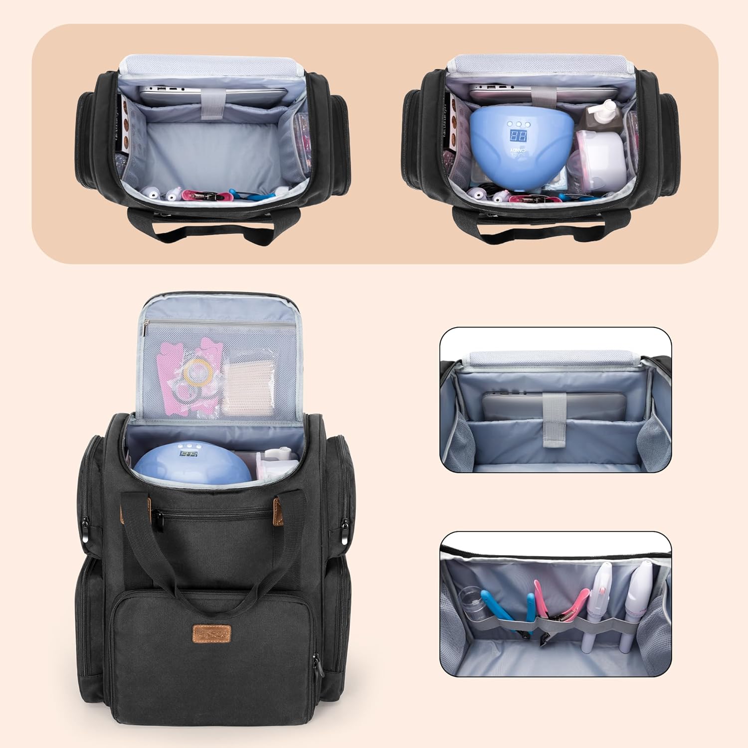 Nail Polish Organizer Backpack - Laptop Sleeve Removable recension och pris