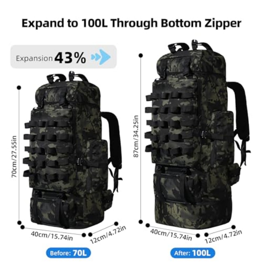 70L/100L Camping Hiking Backpa - Rain Cover Backpack recension och pris