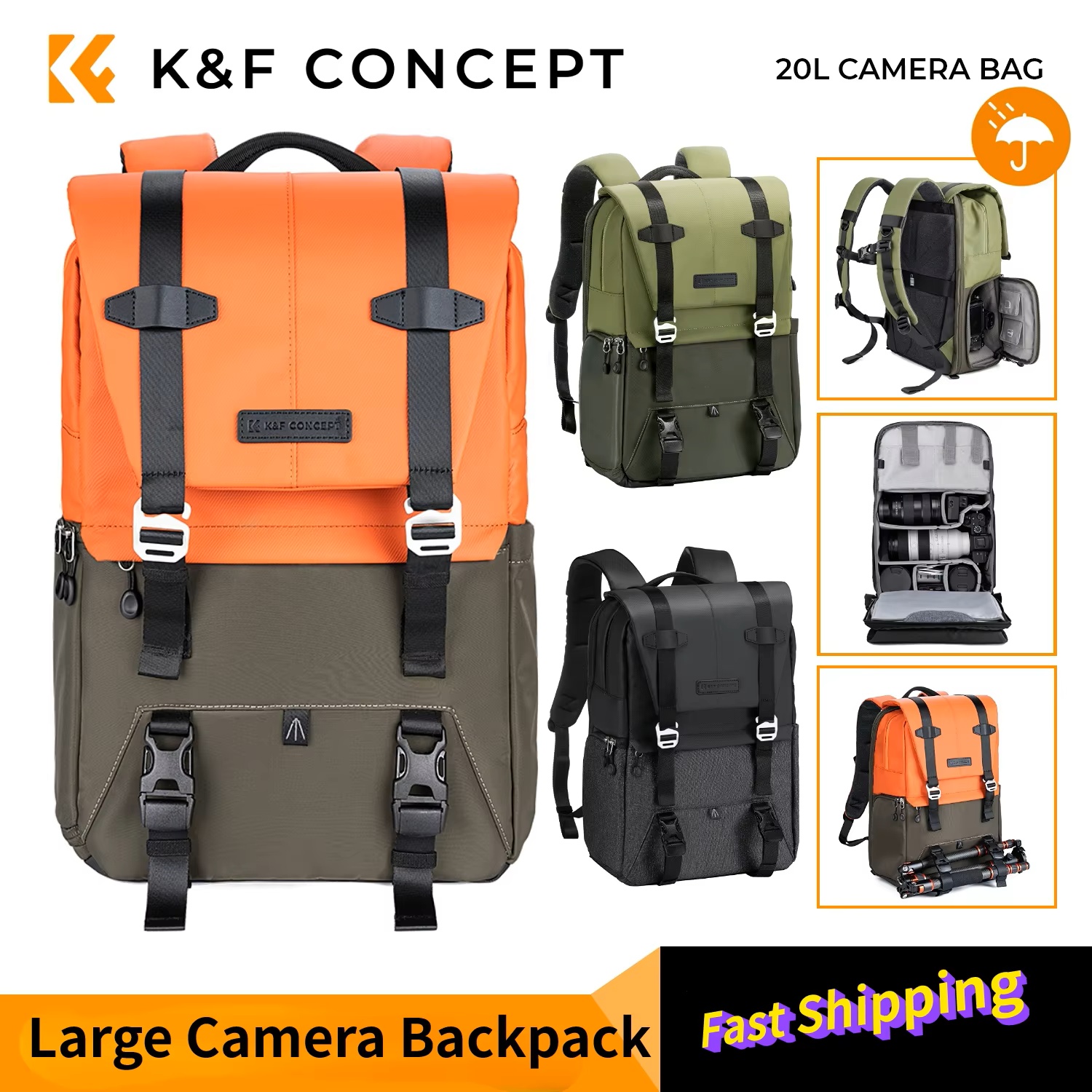 K&F CONCEPT Camera Backpack Tr - Rain Cover Backpack recension och pris