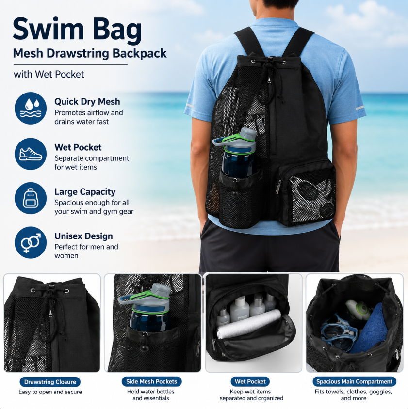 Drawstring Beach Storage Bag M - Drawstring Gym Bag recension och pris