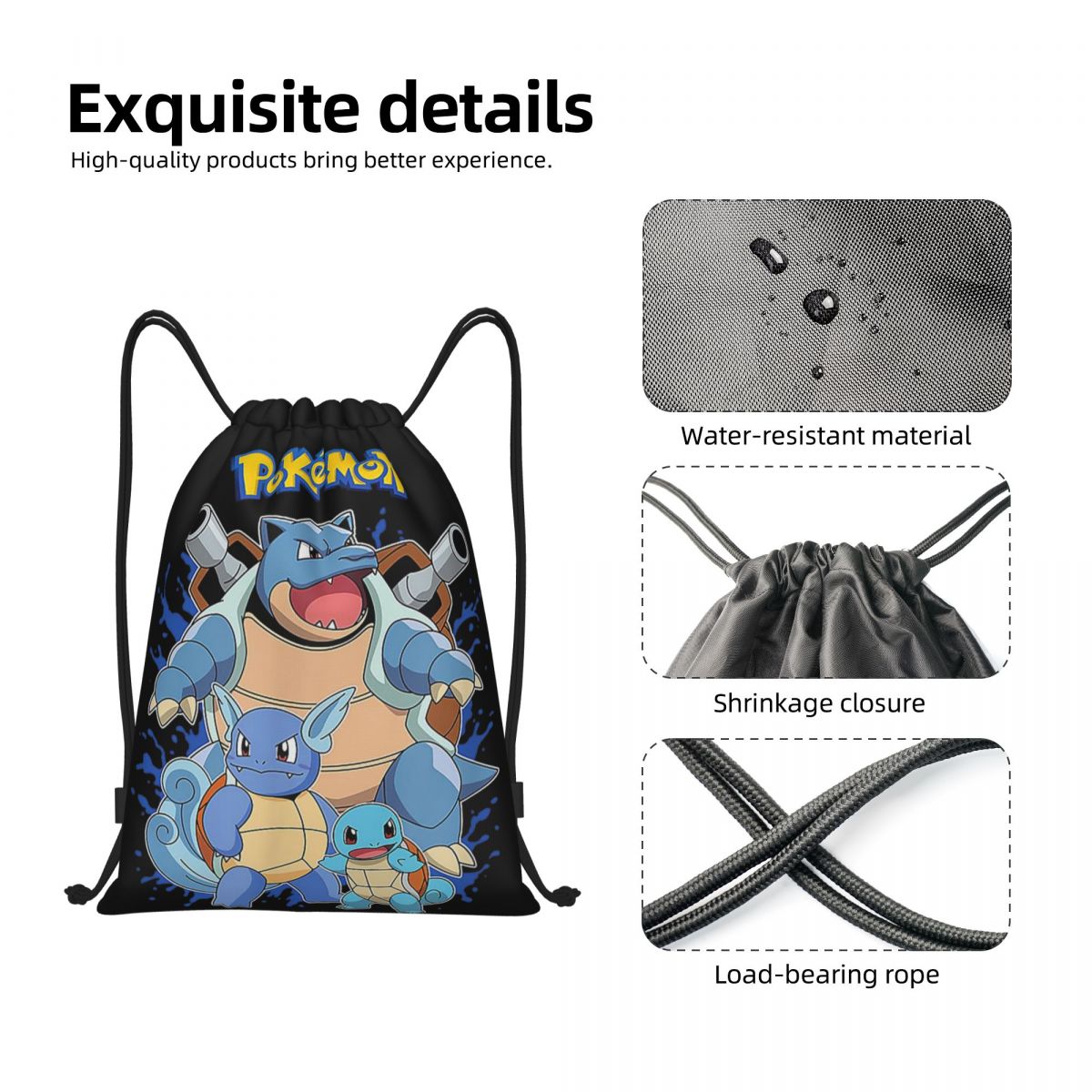 Pokemoned Squirtle Evolution D - Drawstring Gym Bag recension och pris