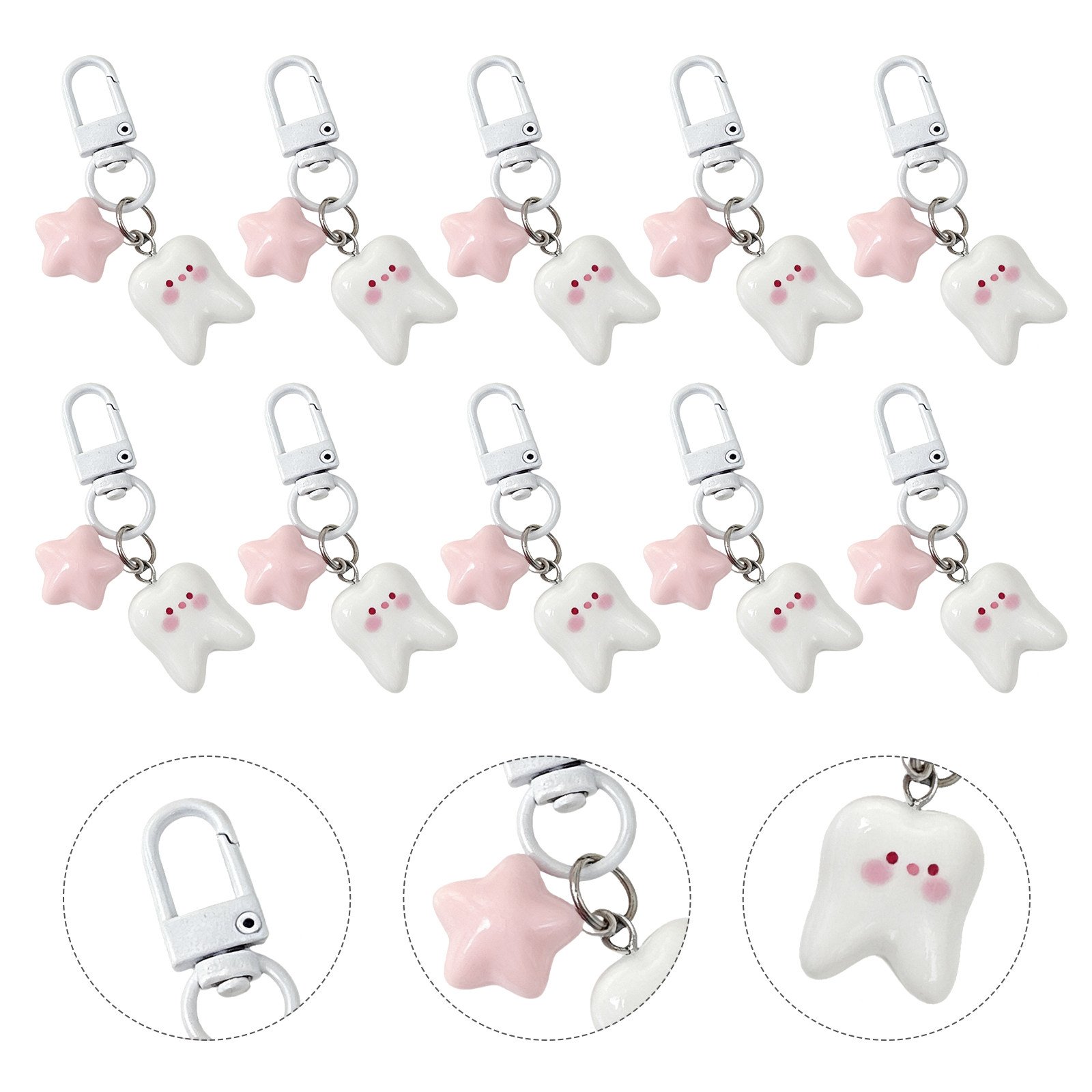 10Pcs Tooth Shape Keychain Cut - Mini Backpack Purse recension och pris