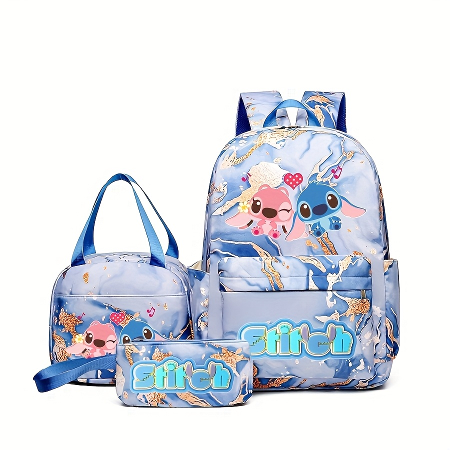 Stitch Series Cartoon Three Pi - Canvas Backpack Casual recension och pris