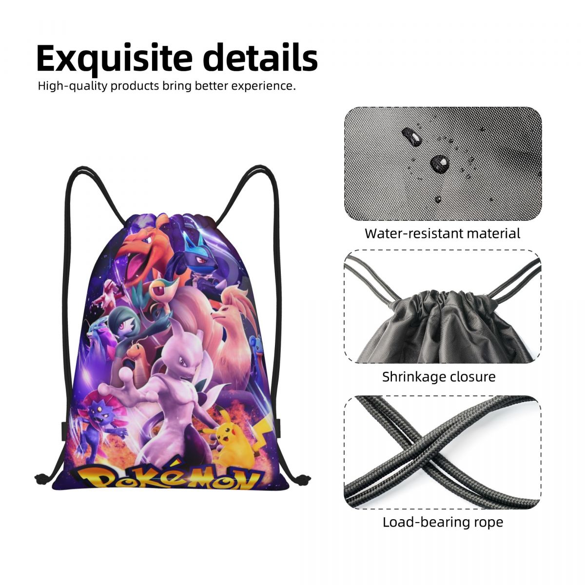 Cute Cartoon Manga Poke-Mon Ba - Drawstring Gym Bag recension och pris