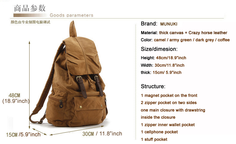 Fashion Vintage Leather milita - Rucksack Military Style recension och pris