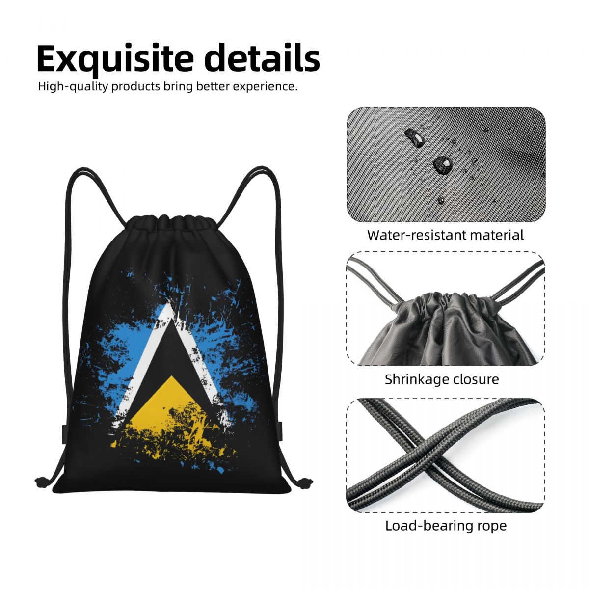 Saint Lucia Country Flag Water - Drawstring Gym Bag recension och pris